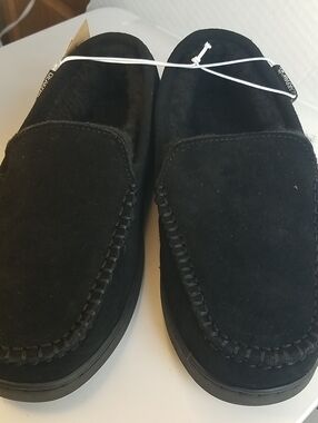 BearPaw Men's Black Suede Slip-On Moccasin Loafers
